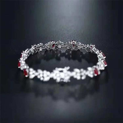 Red Gemstone Luxury Diamond Fine Jewelry 5.2ct Natural Ruby Wedding Women Bracelet - The Sparkling Squirrels & Co. 
