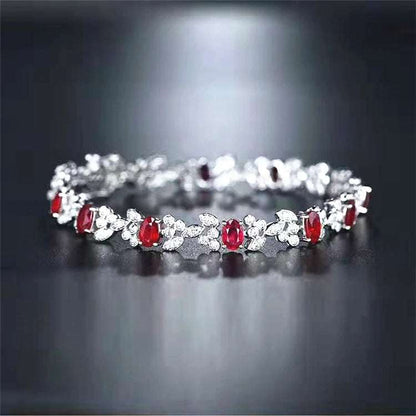 Red Gemstone Luxury Diamond Fine Jewelry 5.2ct Natural Ruby Wedding Women Bracelet - The Sparkling Squirrels & Co. 