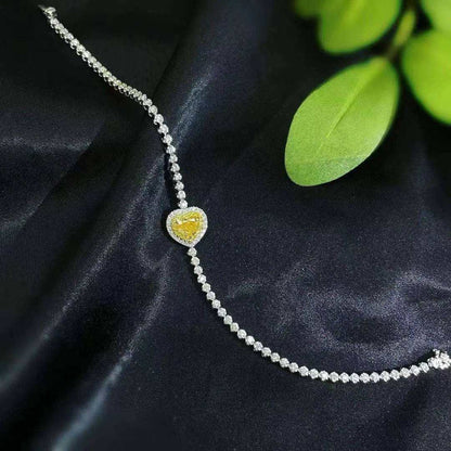 SGARIT Attractive Fine Jewelry Women 18k Gold VS 1ct Heart Cut Natural Yellow Diamond Ladies Marriage Bracelet - The Sparkling Squirrels & Co. 