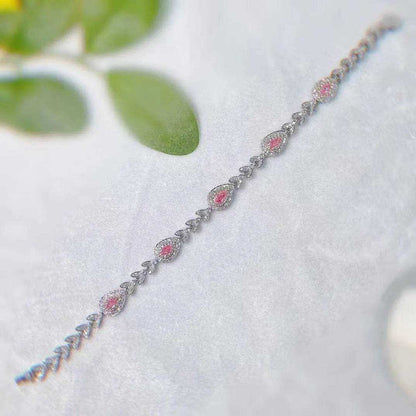 SGARIT Jewelry 18K Gold Bracelet Real Diamond 1CT VS Pear Cut Fancy Pink Natural Diamond White Gold Cute Chain Bracelet for Girl - The Sparkling Squirrels & Co. 