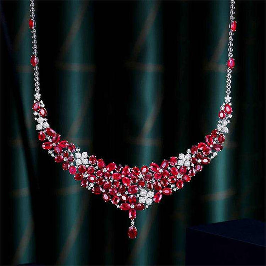 Luxury 18k gold necklace with 40.65ct genuine Mozambique rubies by SGARIT Joyas Para Boda