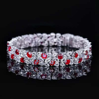 SGARIT Trendy Jewelry Gemstone Bracelet 18K White Gold 7.7CT Natural Ruby Bangle With White Sapphire Ruby Stone Bangle Bracelet - The Sparkling Squirrels & Co. 