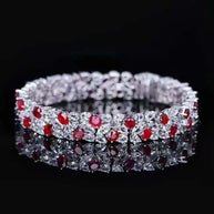 SGARIT Trendy Jewelry Gemstone Bracelet 18K White Gold 7.7CT Natural Ruby Bangle With White Sapphire Ruby Stone Bangle Bracelet - The Sparkling Squirrels & Co. 