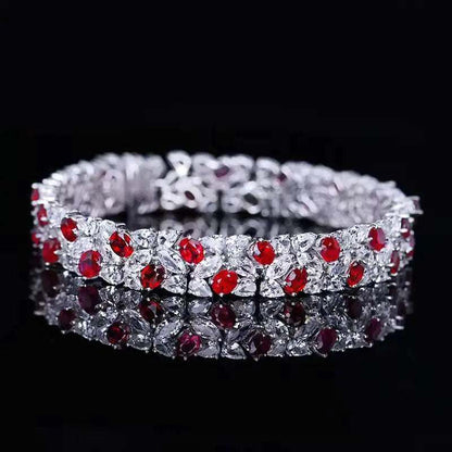 SGARIT Trendy Jewelry Gemstone Bracelet 18K White Gold 7.7CT Natural Ruby Bangle With White Sapphire Ruby Stone Bangle Bracelet - The Sparkling Squirrels & Co. 