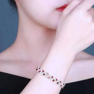 SGARIT Trendy Jewelry Gemstone Bracelet 18K White Gold 7.7CT Natural Ruby Bangle With White Sapphire Ruby Stone Bangle Bracelet - The Sparkling Squirrels & Co. 