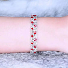 SGARIT Trendy Jewelry Gemstone Bracelet 18K White Gold 7.7CT Natural Ruby Bangle With White Sapphire Ruby Stone Bangle Bracelet - The Sparkling Squirrels & Co. 