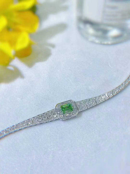 SGARIT Women Luxury Bracelet Elegant Women 18k Gold VS 1.53ct Emerald Cut Natural Fancy Green Real Diamond Bracelet - The Sparkling Squirrels & Co. 