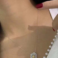 Valentine Love Serial Rose Jewelry Set featuring a delicate diamond rose pendant necklace in 18k gold.