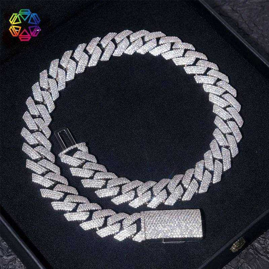 18m Frostfire Sovereign Chain with four-row Cuban links inlaid with shimmering 5A zircon stones, designed as a bold, intricate statement piece.