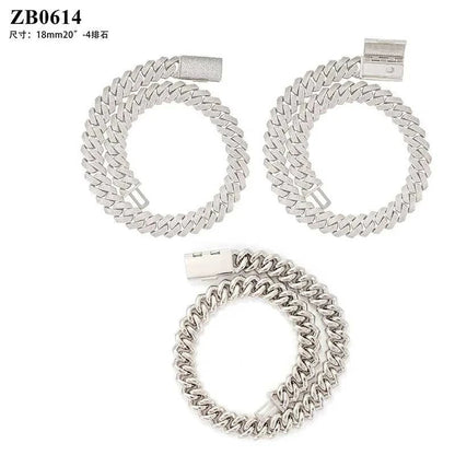 Diamond hair new cross-border hot-selling 18m4 row stone Cuban chain 5A zircon inlaid with European and American hip-hop men's b - The Sparkling Squirrels & Co. 