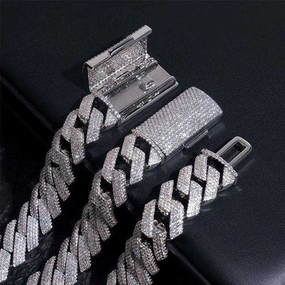 Diamond hair new cross-border hot-selling 18m4 row stone Cuban chain 5A zircon inlaid with European and American hip-hop men's b - The Sparkling Squirrels & Co. 