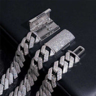 Diamond hair new cross-border hot-selling 18m4 row stone Cuban chain 5A zircon inlaid with European and American hip-hop men's b - The Sparkling Squirrels & Co. 
