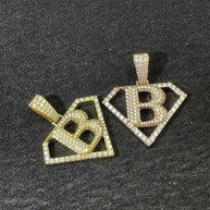 Diamond hair personalized hollow letter B pendant 925 silver-plated D color moissanite foreign trade special can wear 8mm neckla - The Sparkling Squirrels & Co. 