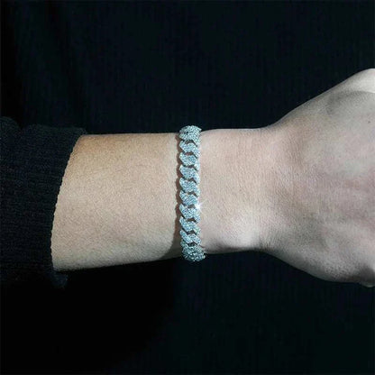 Diamond Hair Cross-Border 10mm copper bracelet with inlaid zircon hip-hop rhombus Cuban design on wrist