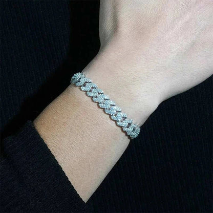 Diamond Hair Cross-Border 10mm copper hip-hop rhombus Cuban bracelet with inlaid zircon sparkling design