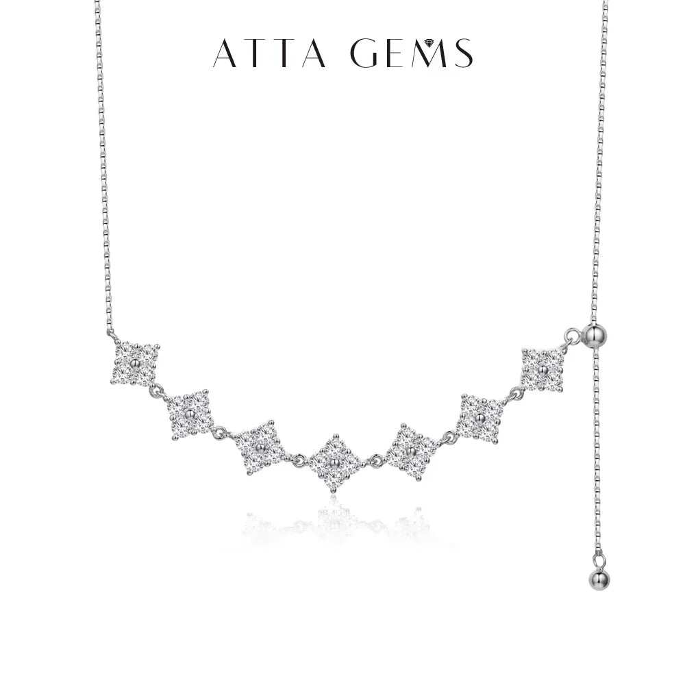 D-Color Moissanite bridal necklace with sterling silver chain and gold plated pendant featuring round VVS1 moissanite stones
