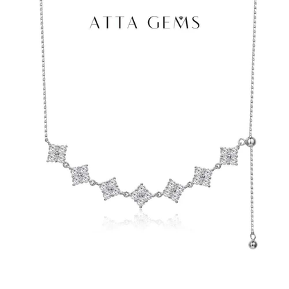 D-Color Moissanite bridal necklace with sterling silver chain and gold plated pendant featuring round VVS1 moissanite stones