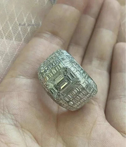 Ruif unique customized luxury men's ring with 10ct center lab grown diamond and intricate design