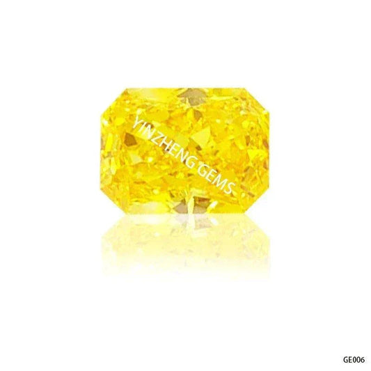 3.55 carat fancy vivid yellow HPHT lab-grown diamond named Aurelion Shard with radiant cut and intense sunlight-inspired color