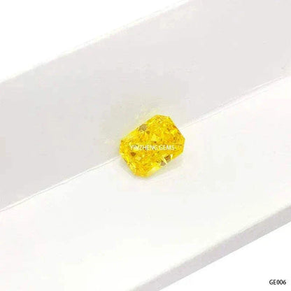 3.55 carat fancy vivid yellow lab-grown diamond known as the Aurelion Shard with radiant cut and IGI certification.