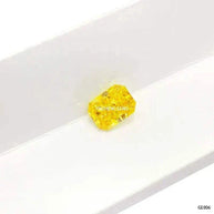 3.55 carat fancy vivid yellow lab-grown diamond known as the Aurelion Shard with radiant cut and IGI certification.