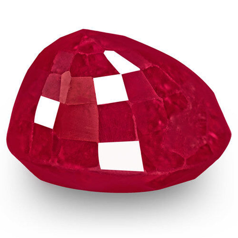 Oval-shaped natural 2.23-carat untreated ruby with deep crimson red color, known as Crimson Heart of the Underworld Flame
