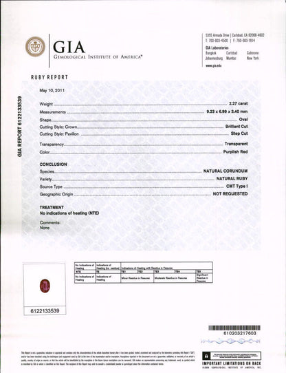 GIA-certified 2.27 ct untreated Mozambique oval neon ruby named Ember of Nyx with crown and brilliant cut