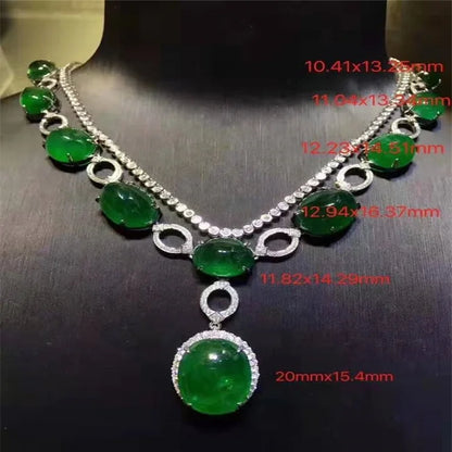 18K Gold Fine Custom Jewelry Luxury Necklace 106.5 Vivid Green Natural Emerald Gem Stone Classic Flower Pattern for Jewellery - The Sparkling Squirrels 