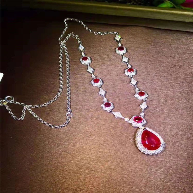 Indian Jewelry Gold 18k Gold  South Africa Real Diamond Natural Ruby Necklace for Women Fashion Jewelry Set - The Sparkling Squirrels 