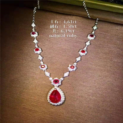 Indian Jewelry Gold 18k Gold  South Africa Real Diamond Natural Ruby Necklace for Women Fashion Jewelry Set - The Sparkling Squirrels 