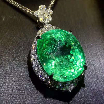 Verdant Veil of Arcanum: Enchanted Paraiba Tourmaline Pendant in Mythic 18K Gold - The Sparkling Squirrels 