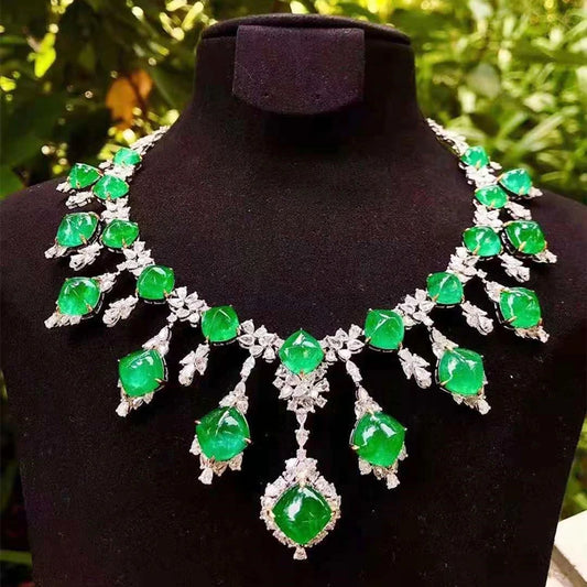 SGARIT Hot Custom Jewellery Gold Luxury Wedding Engagement Anniversary Vivid Green 18K Gold 114,95 Ct Natural Emerald kaulakoru