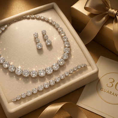 Your satisfaction is our priority—try this exquisite jewelry set absolutely risk-free with our 30-day money-back guarantee. If it doesn’t enchant you, return it for a full refund, no questions asked.